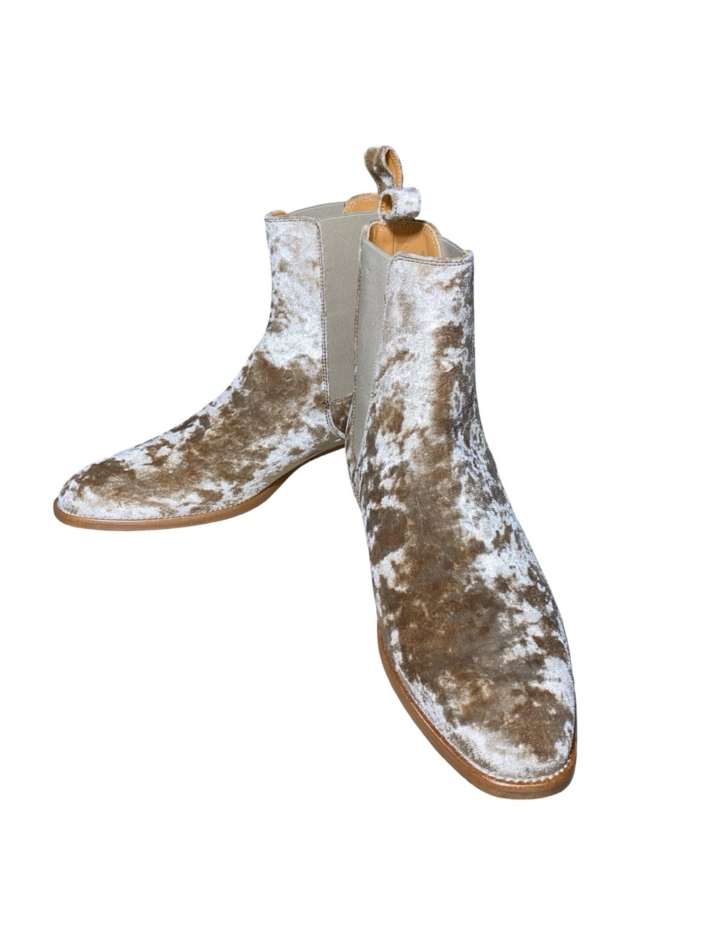 ORO LA SLIM ANKLE Reggio Velvet Chelsea‎ Boots Taupe Brown Mens Size 6 EU39 READ